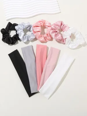10pcs Casual Hair Band & Scrunchie - Multicolor