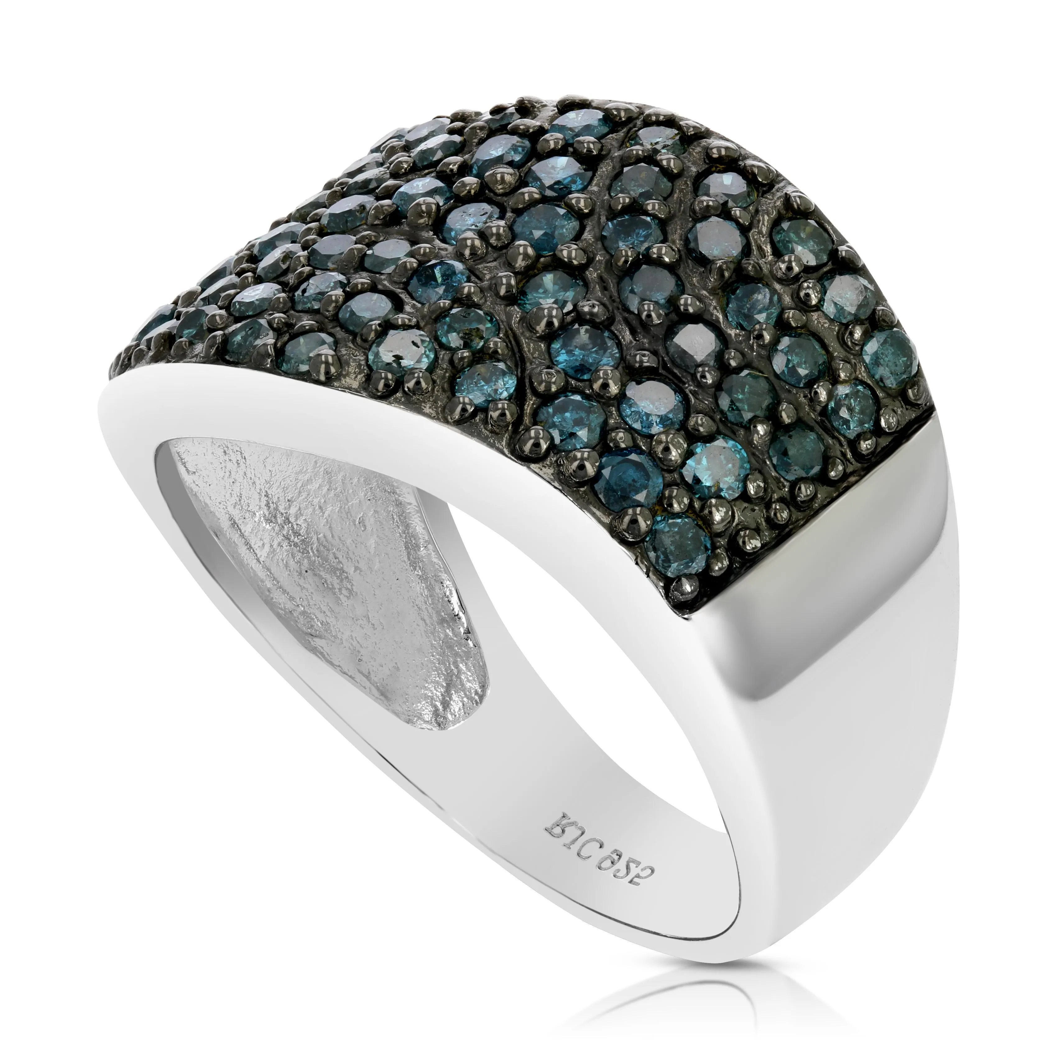 1.10 cttw Blue Diamond Classic Statement Ring in Sterling Silver