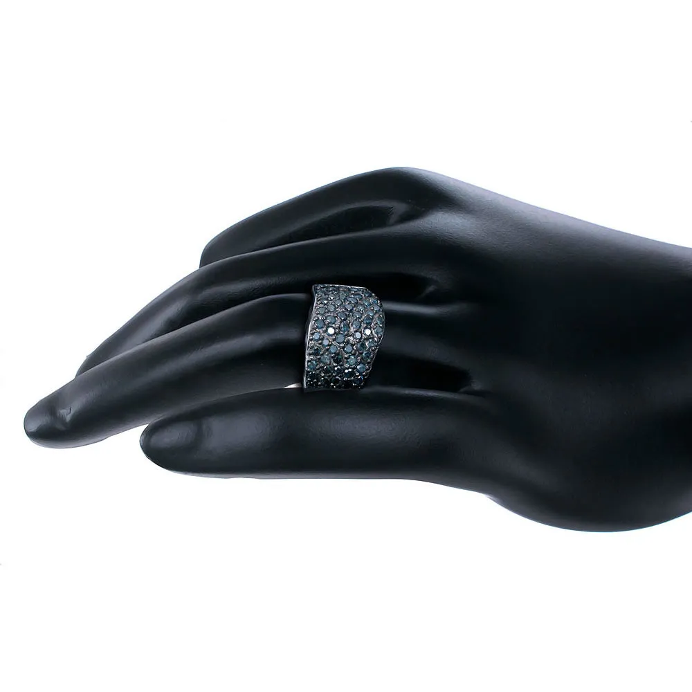 1.10 cttw Blue Diamond Classic Statement Ring in Sterling Silver