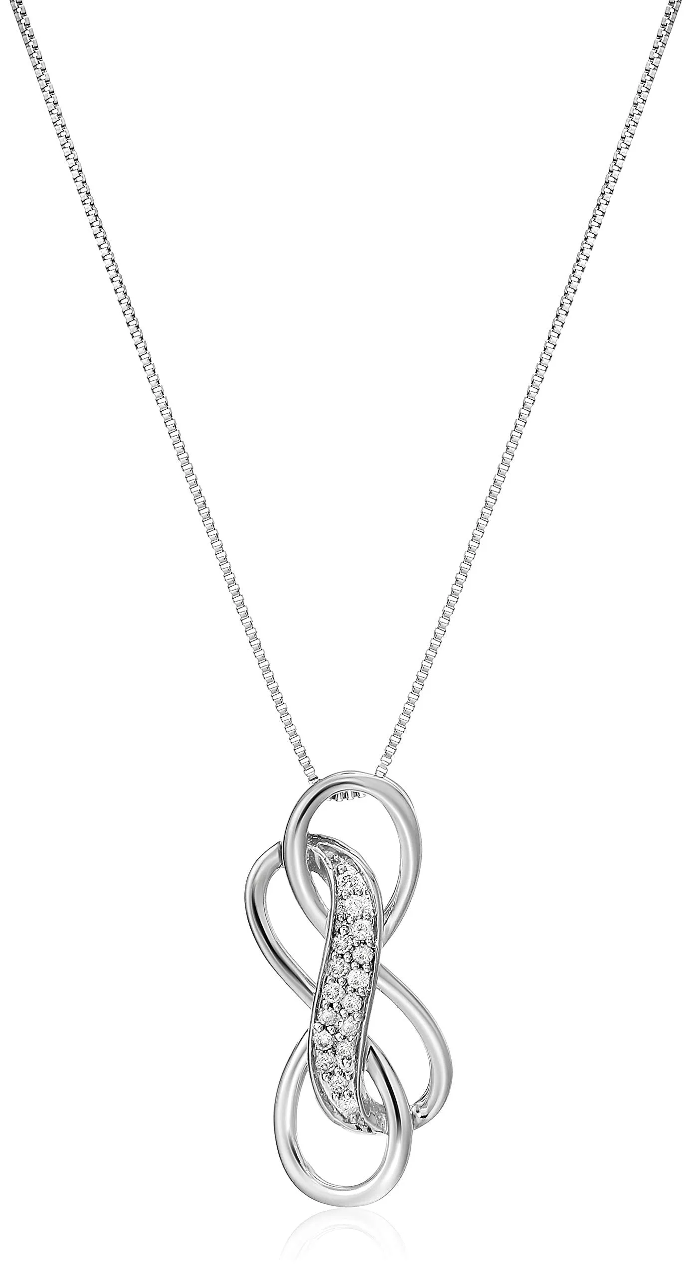 1/10 cttw Diamond Double Infinity Pendant in 10K White Gold