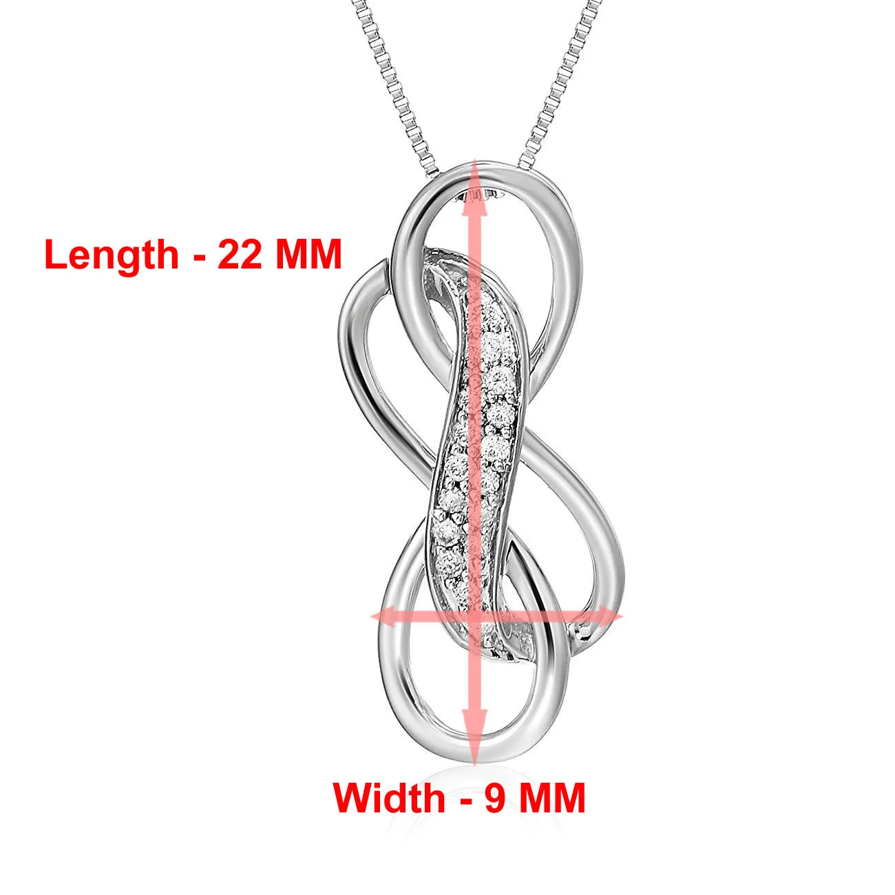 1/10 cttw Diamond Double Infinity Pendant in 10K White Gold