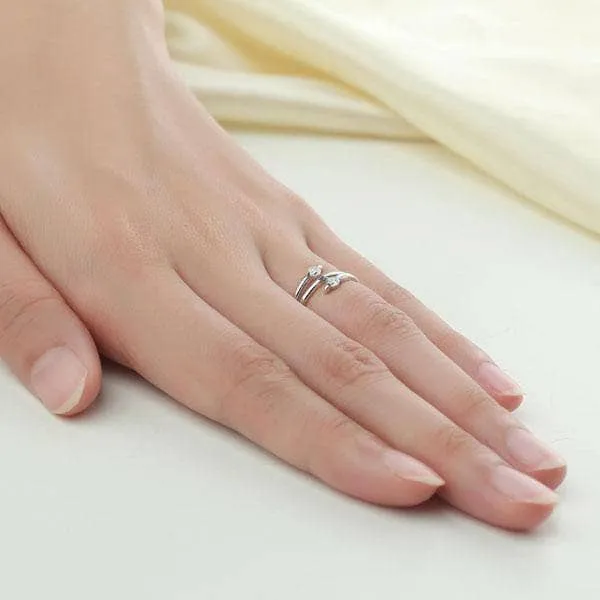 14K White Gold Trendy Ring 0.2ct Natural Diamond