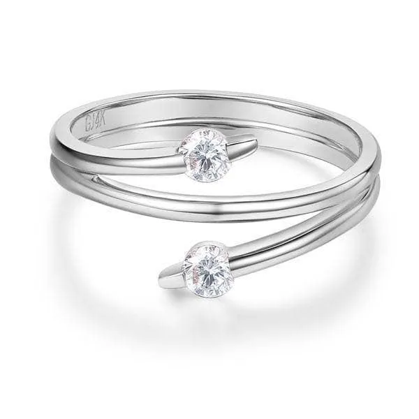 14K White Gold Trendy Ring 0.2ct Natural Diamond