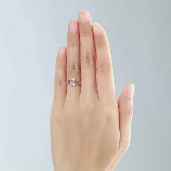 14K White Gold Trendy Ring 0.2ct Natural Diamond
