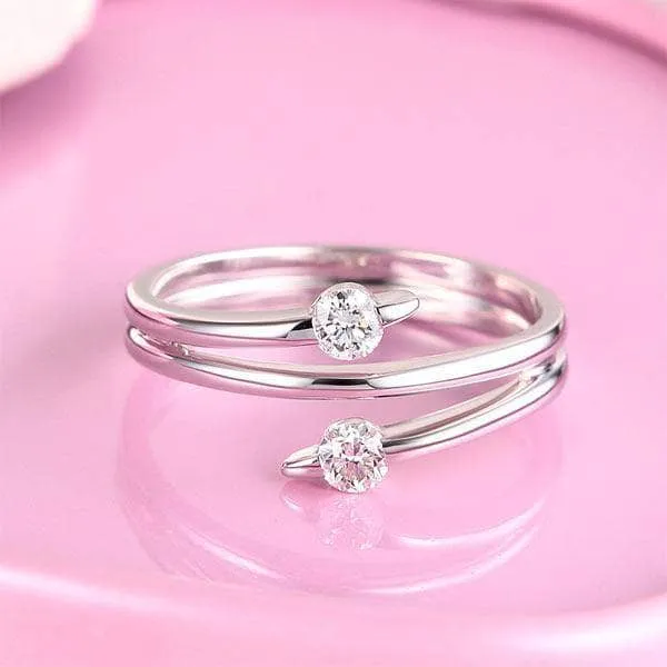 14K White Gold Trendy Ring 0.2ct Natural Diamond