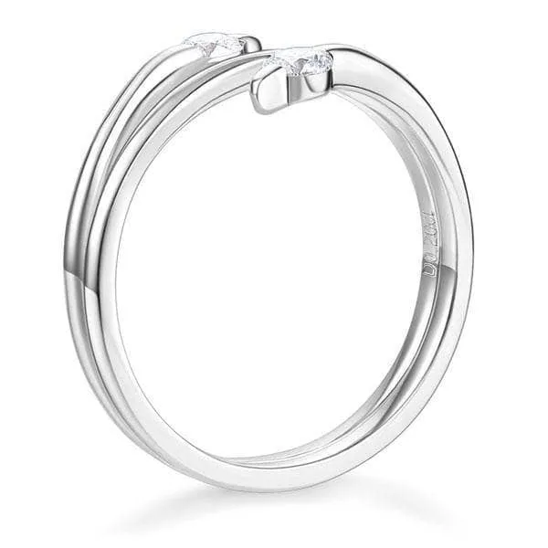 14K White Gold Trendy Ring 0.2ct Natural Diamond