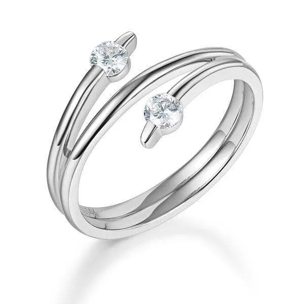 14K White Gold Trendy Ring 0.2ct Natural Diamond