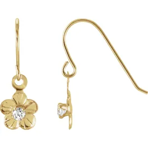 14k Yellow Gold CZ Daisy Earrings