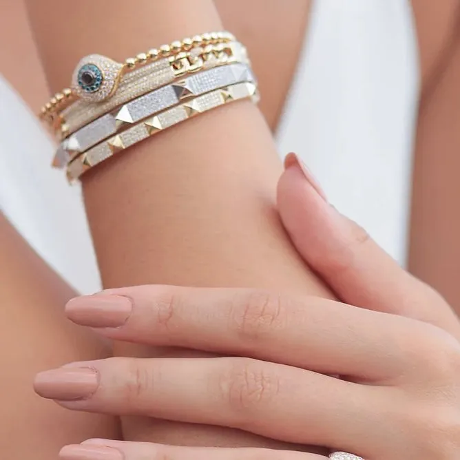 14KT Gold Diamond Aria Spike Bangle Bracelet