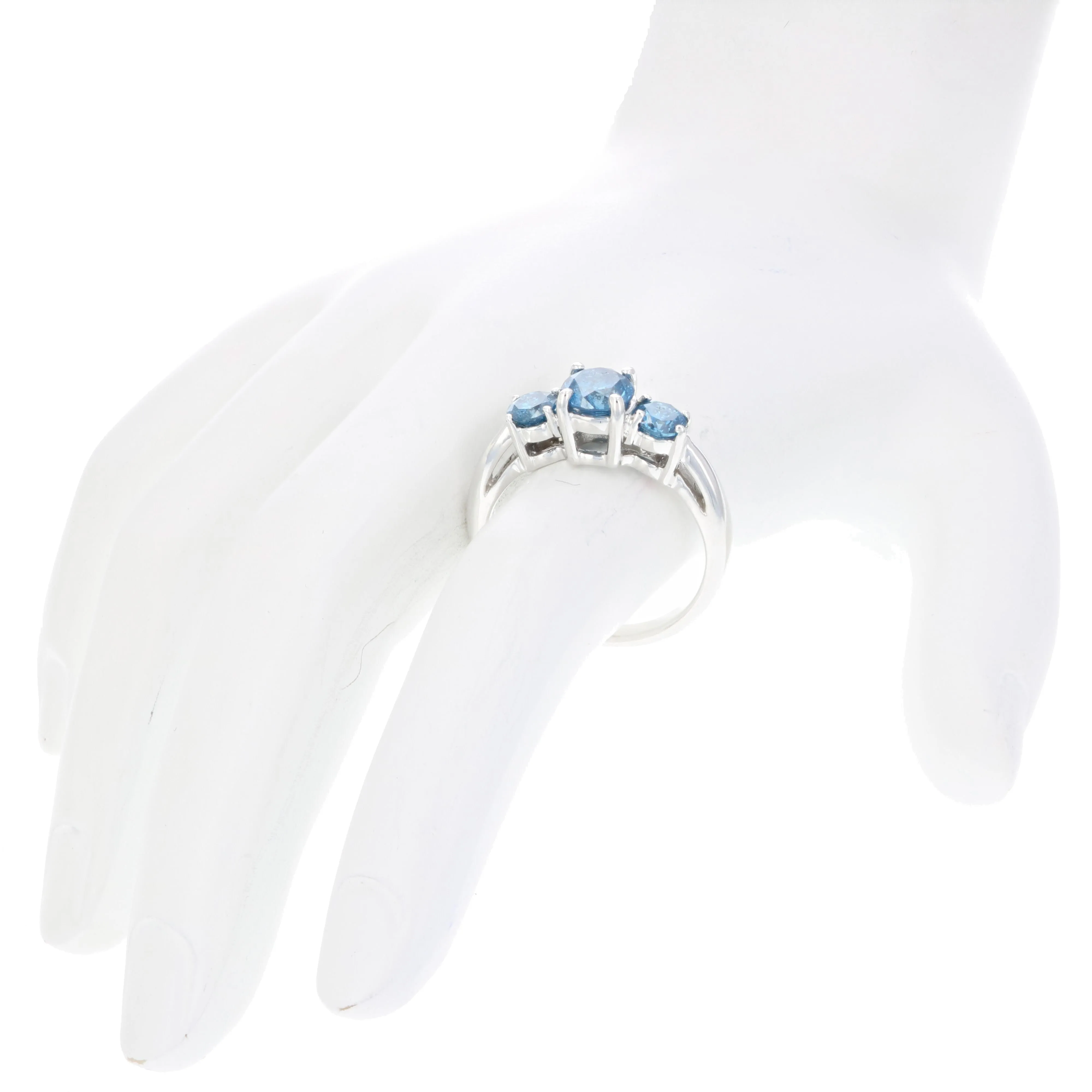 1.50 cttw Blue Diamond Ring in 14K White Gold