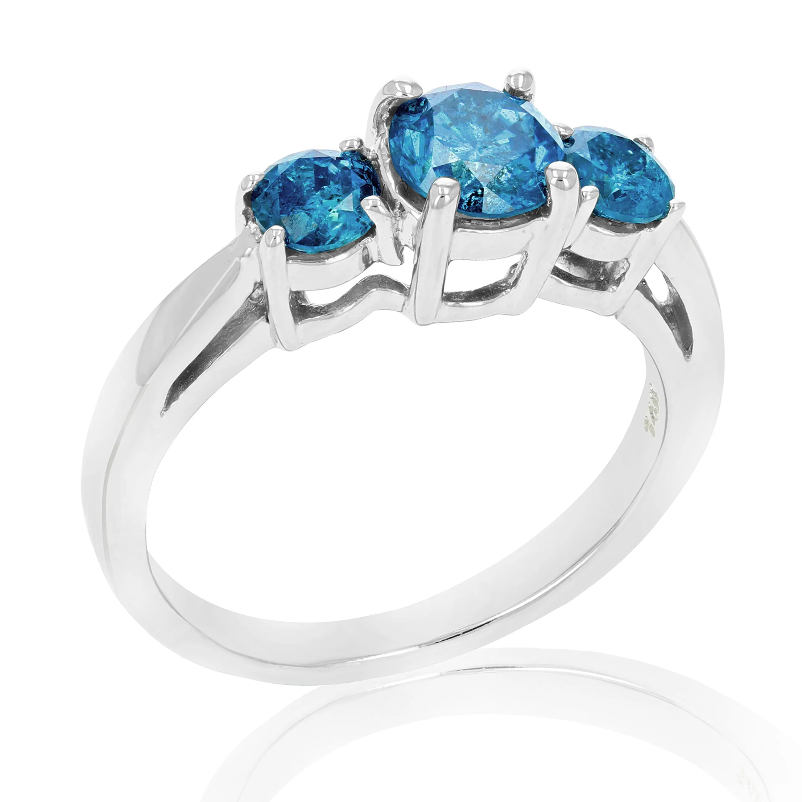 1.50 cttw Blue Diamond Ring in 14K White Gold