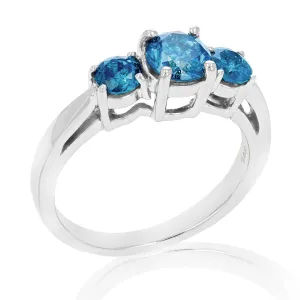 1.50 cttw Blue Diamond Ring in 14K White Gold