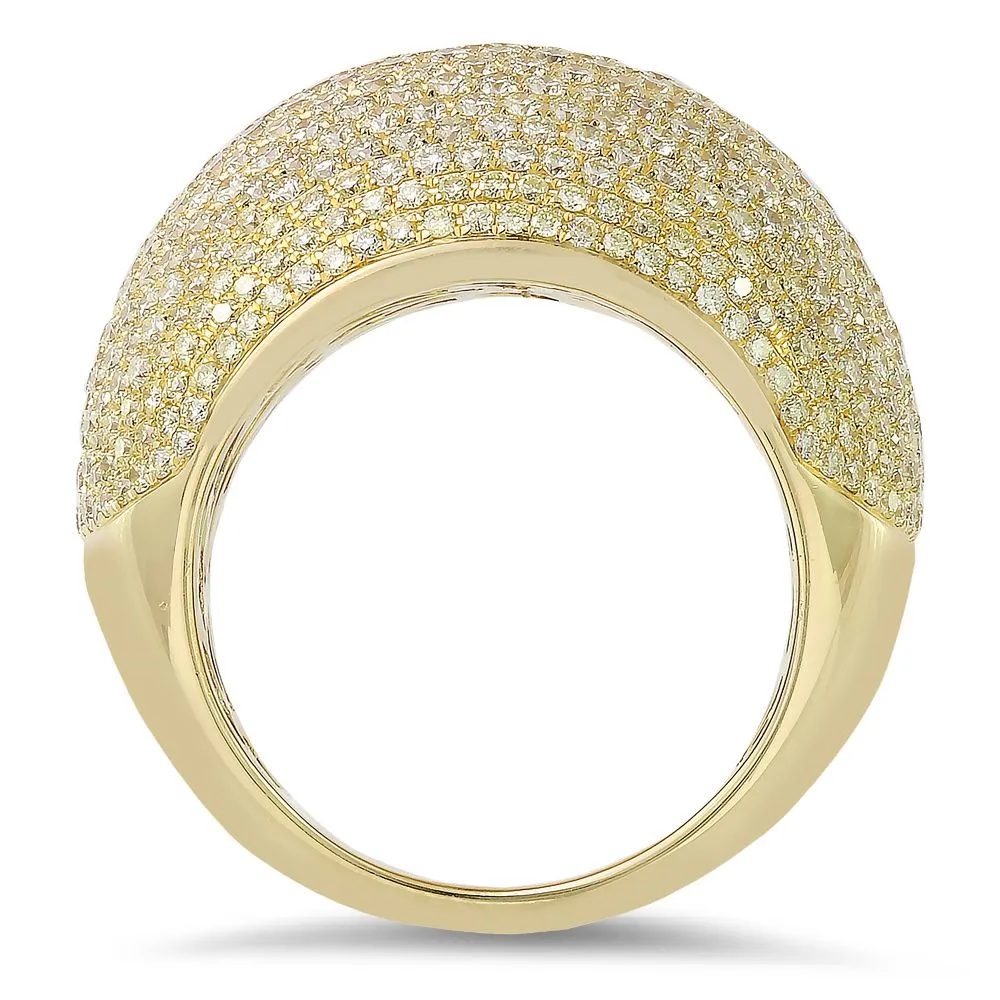 18K yellow gold ring with 3.16 CT diamonds and 0.74 CT yellow diamonds