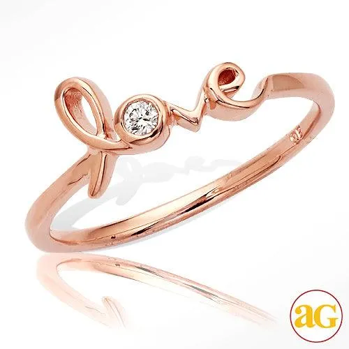 18KR 0.05CTW DIAMOND DESIGNER 'LOVE' RING