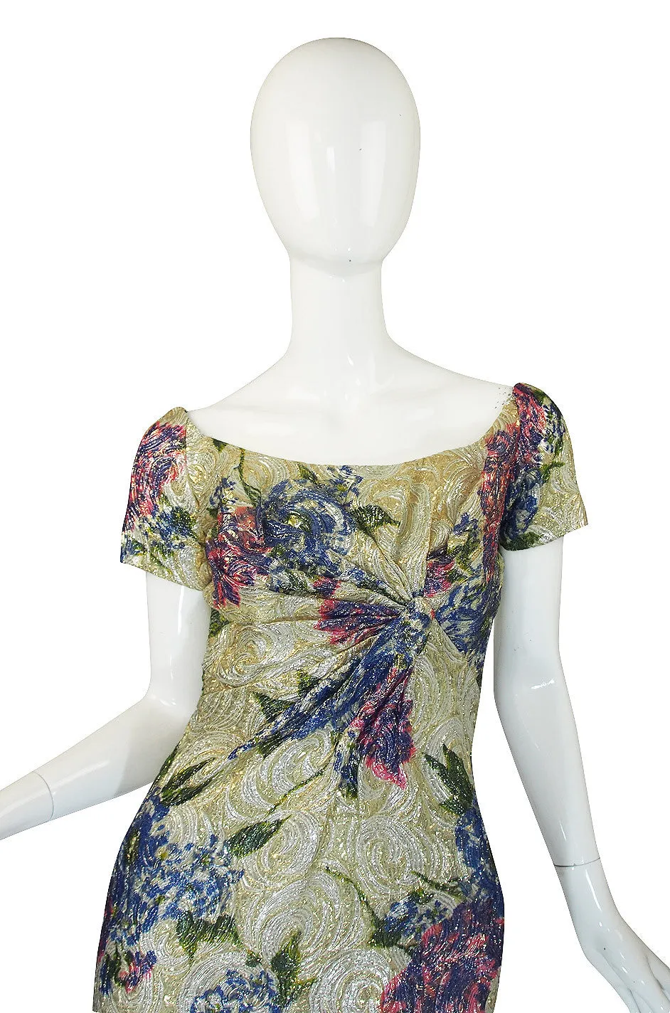 1950s Vavoom Ceil Chapman Metallic Wiggle Dress