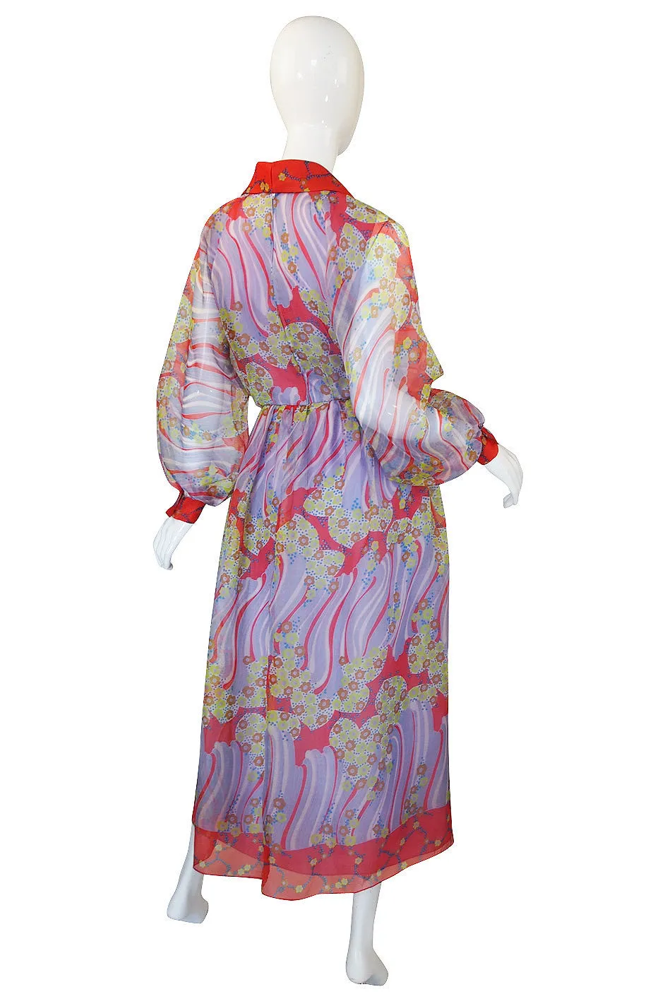 1960s Silk Viole Print Oscar de la Renta Dress