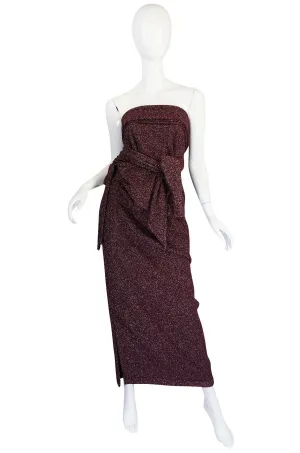 1970s Wine Knit Lanvin Skirt and Multi Tie Wrap Top