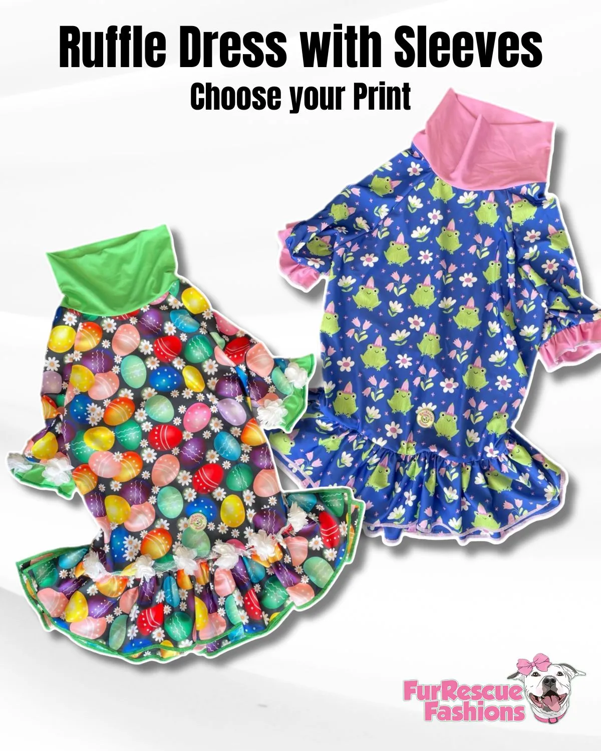 2025 Spring & Easter Dog Dress With Ruffle / With Sleeves or Sleeveless (Available in any pattern)
