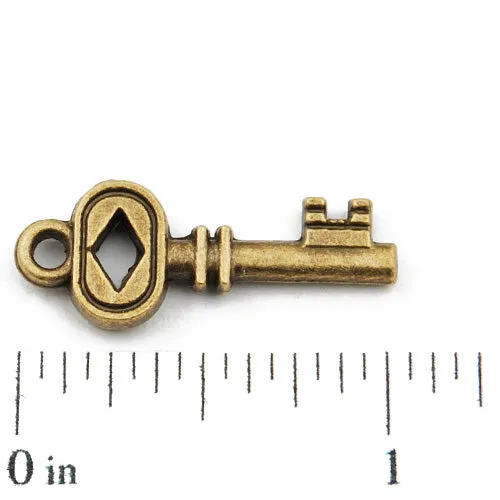 25*10mm Vintage antique bronze Zinc alloy Charms,key,sold 200 pcs per pkg