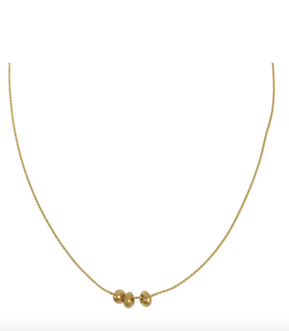 3 bead necklace in Gold