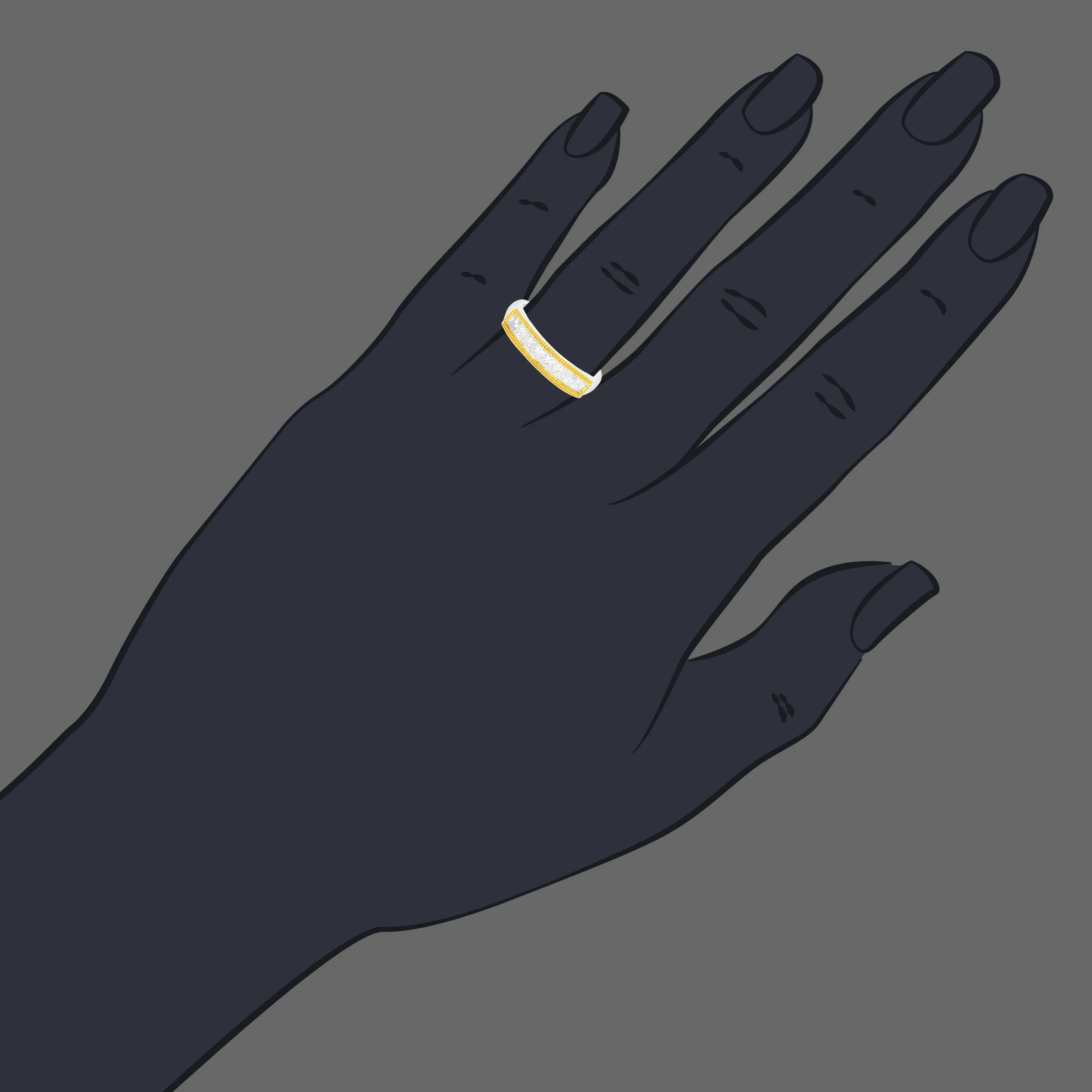 3/4 cttw Diamond Wedding Band in two-tone Gold