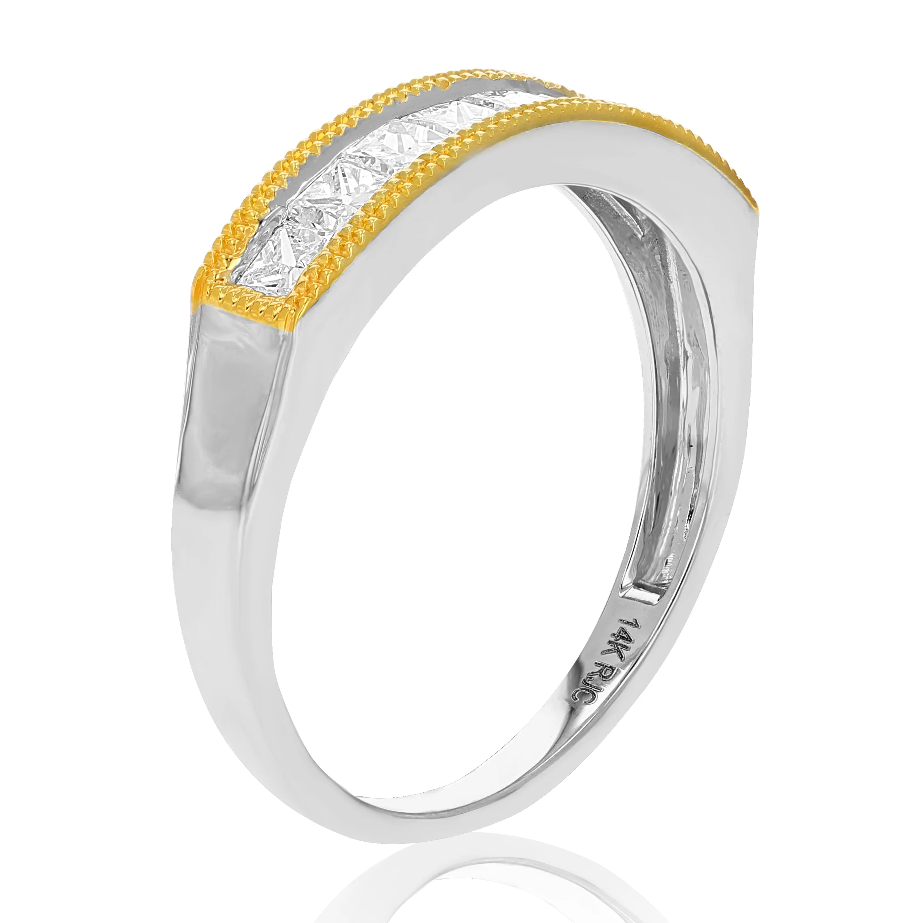 3/4 cttw Diamond Wedding Band in two-tone Gold
