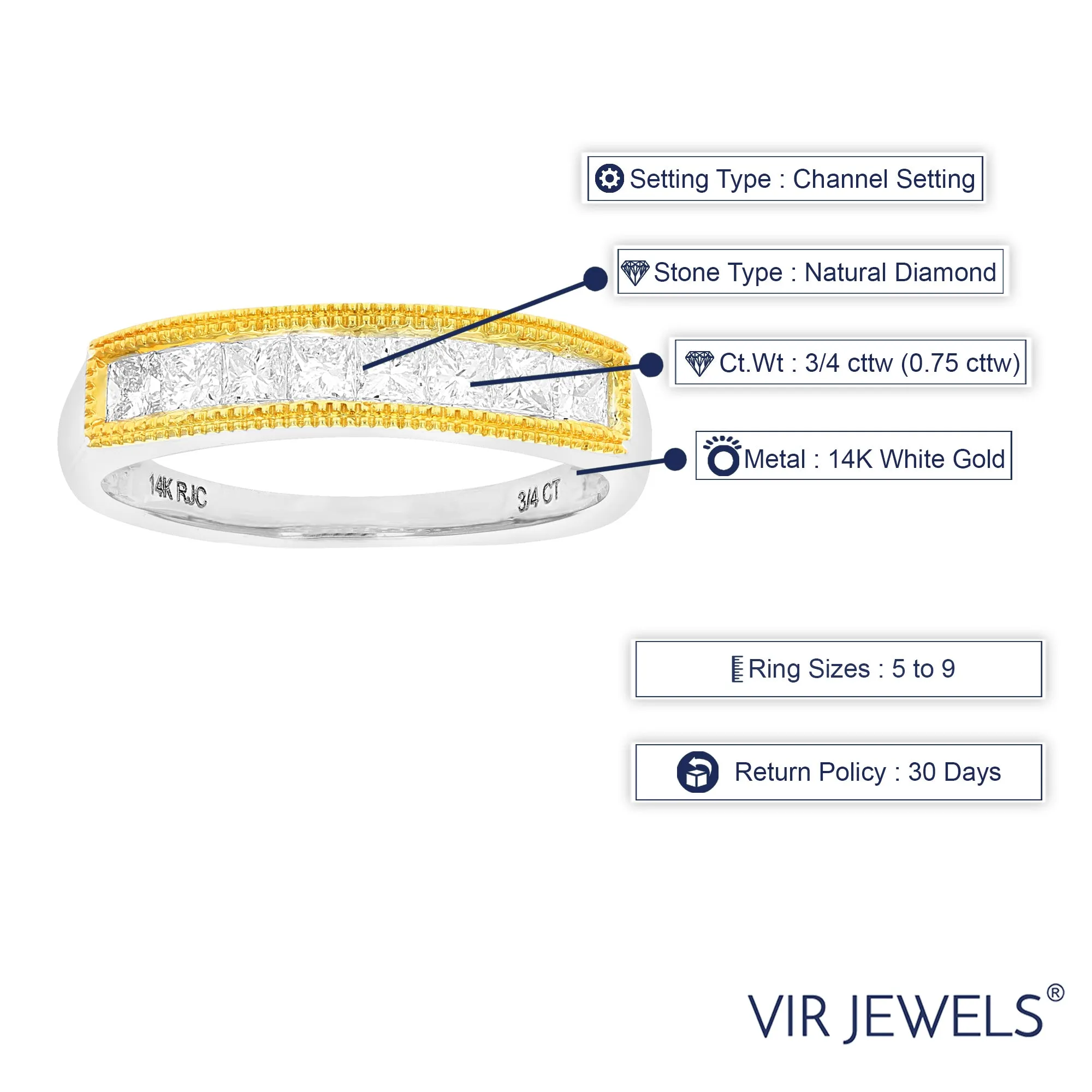 3/4 cttw Diamond Wedding Band in two-tone Gold