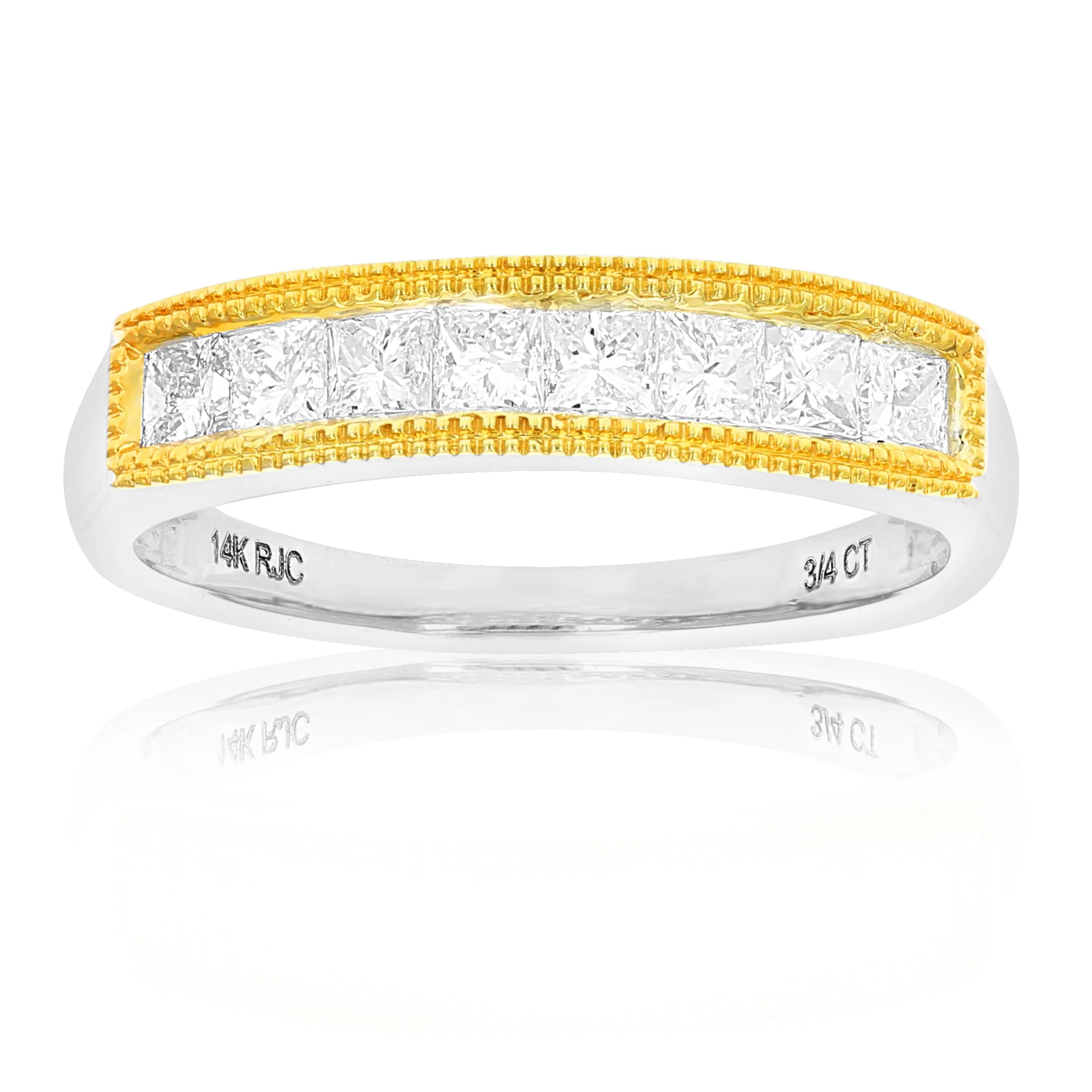 3/4 cttw Diamond Wedding Band in two-tone Gold