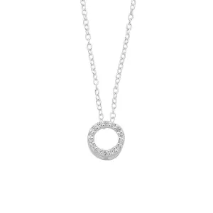 45cm Sterling Silver Cubic Zirconia Open Circle Necklace