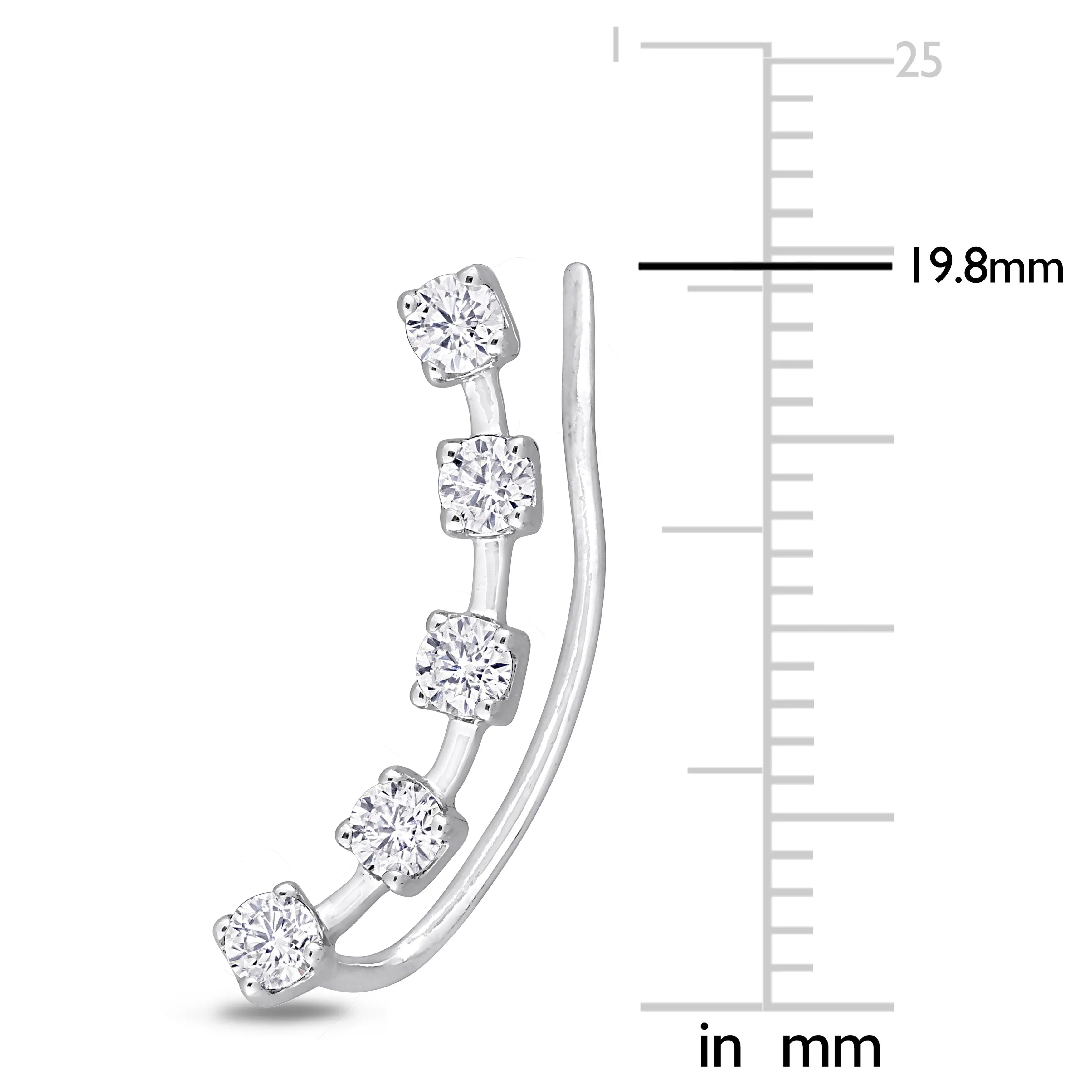5/8 CT TW Moissanite Ear Climbers 10k White Gold