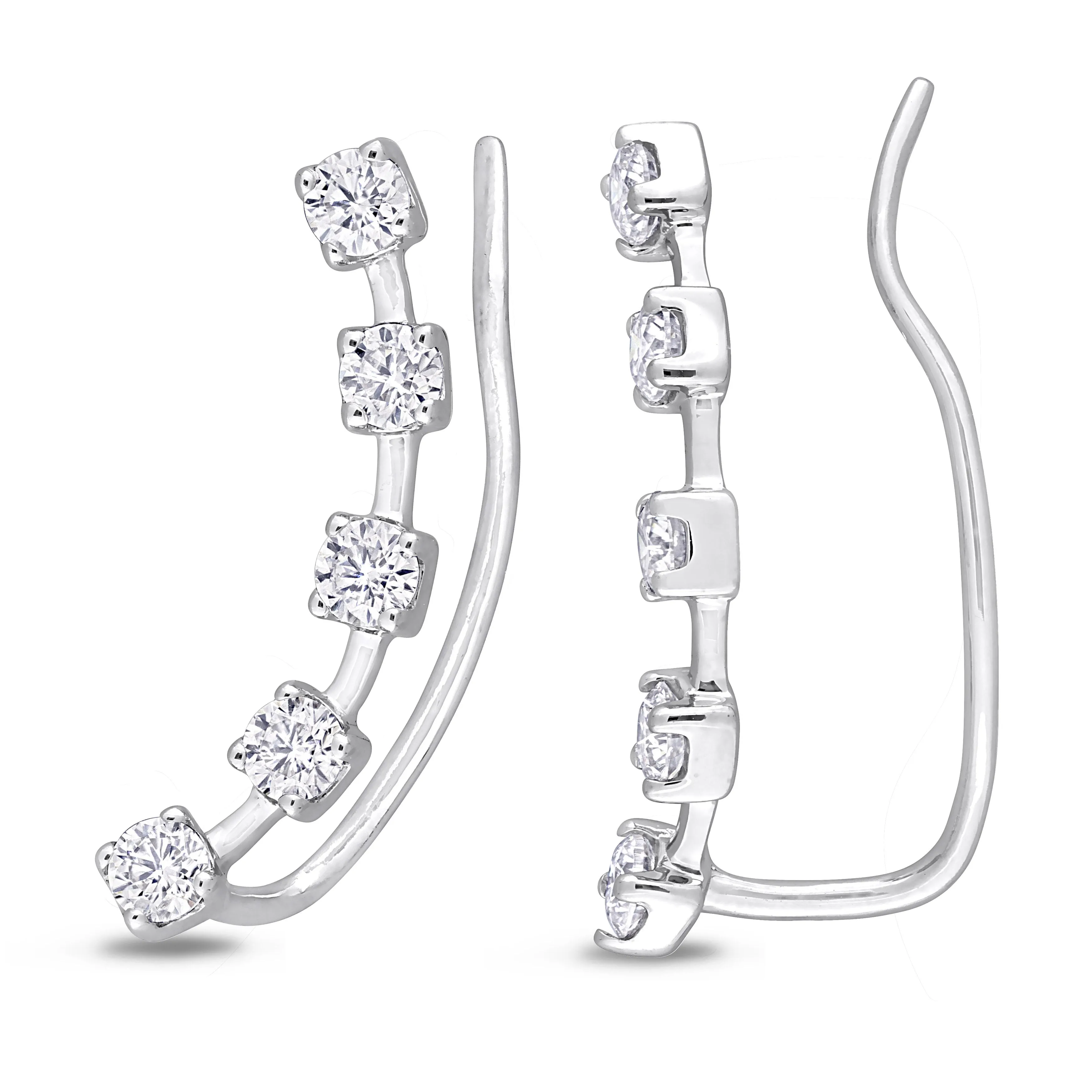 5/8 CT TW Moissanite Ear Climbers 10k White Gold