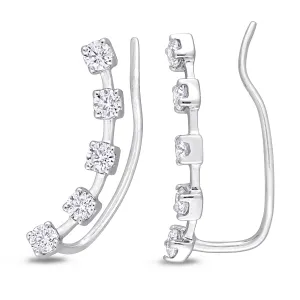 5/8 CT TW Moissanite Ear Climbers 10k White Gold