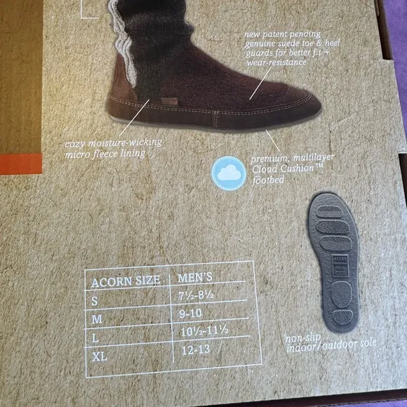 Acorn Men's Slouch Boot Slipper Indoor Outdoor Size Medium 9 10
