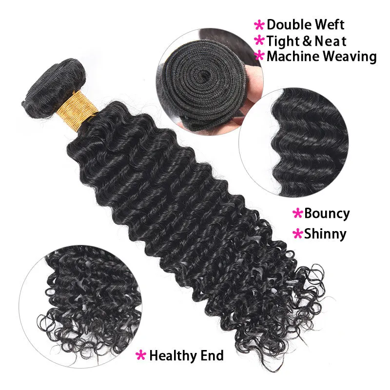 Affordable hair Deep Wave Black 1B color 100% Human Hair 1 Bundle 100g 10"-30"