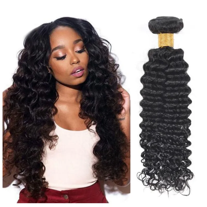 Affordable hair Deep Wave Black 1B color 100% Human Hair 1 Bundle 100g 10"-30"
