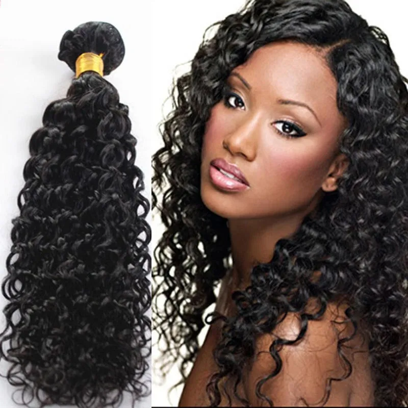 Affordable Hair Jerry Curly  Natural Black 100% Human Hair 1 Bundle 100gram/bundle