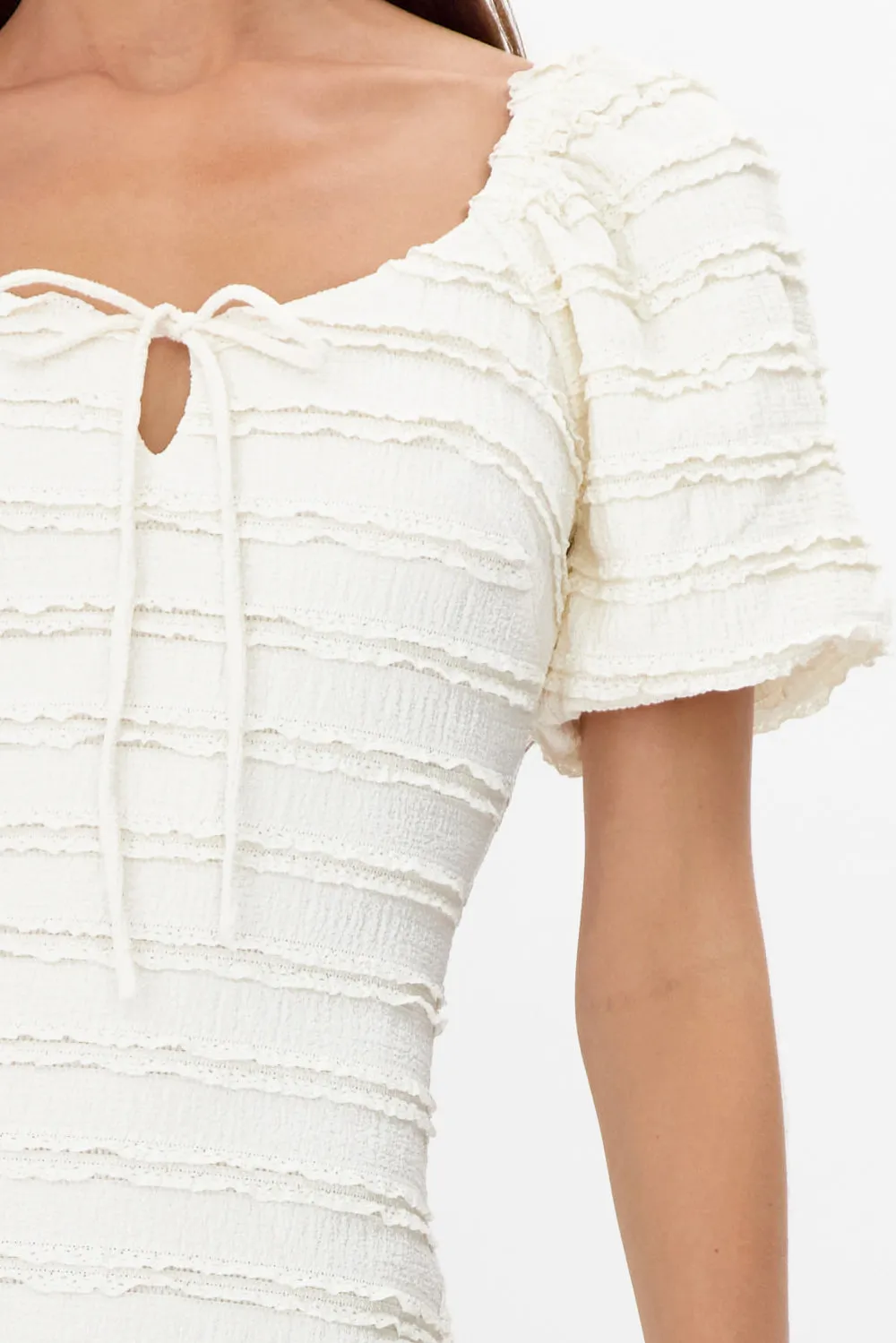 Aina Textured Lace Trim Mini Dress
