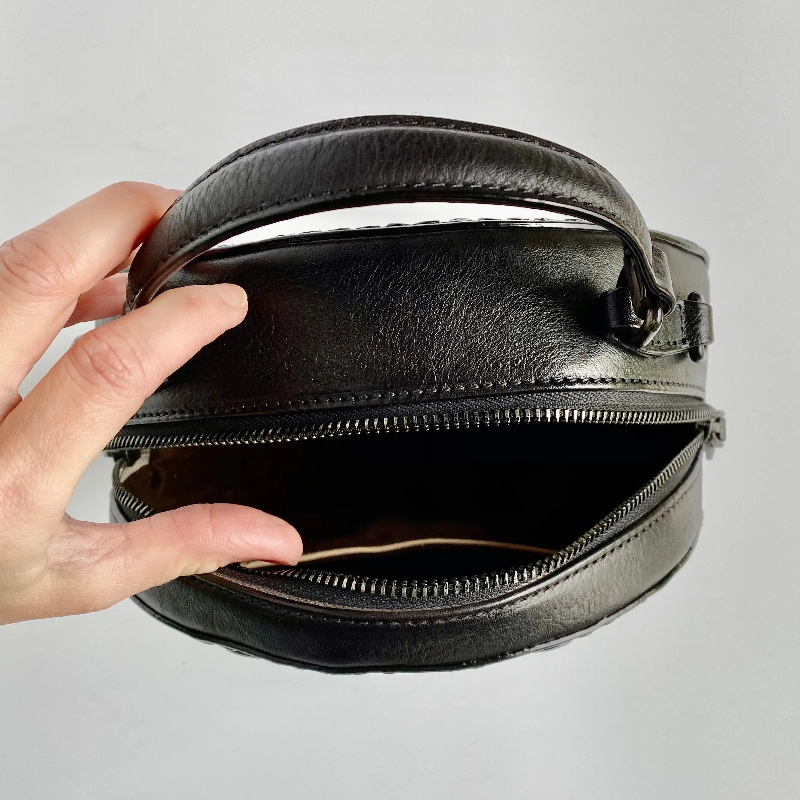 Alanis Black Round Beaded Bag