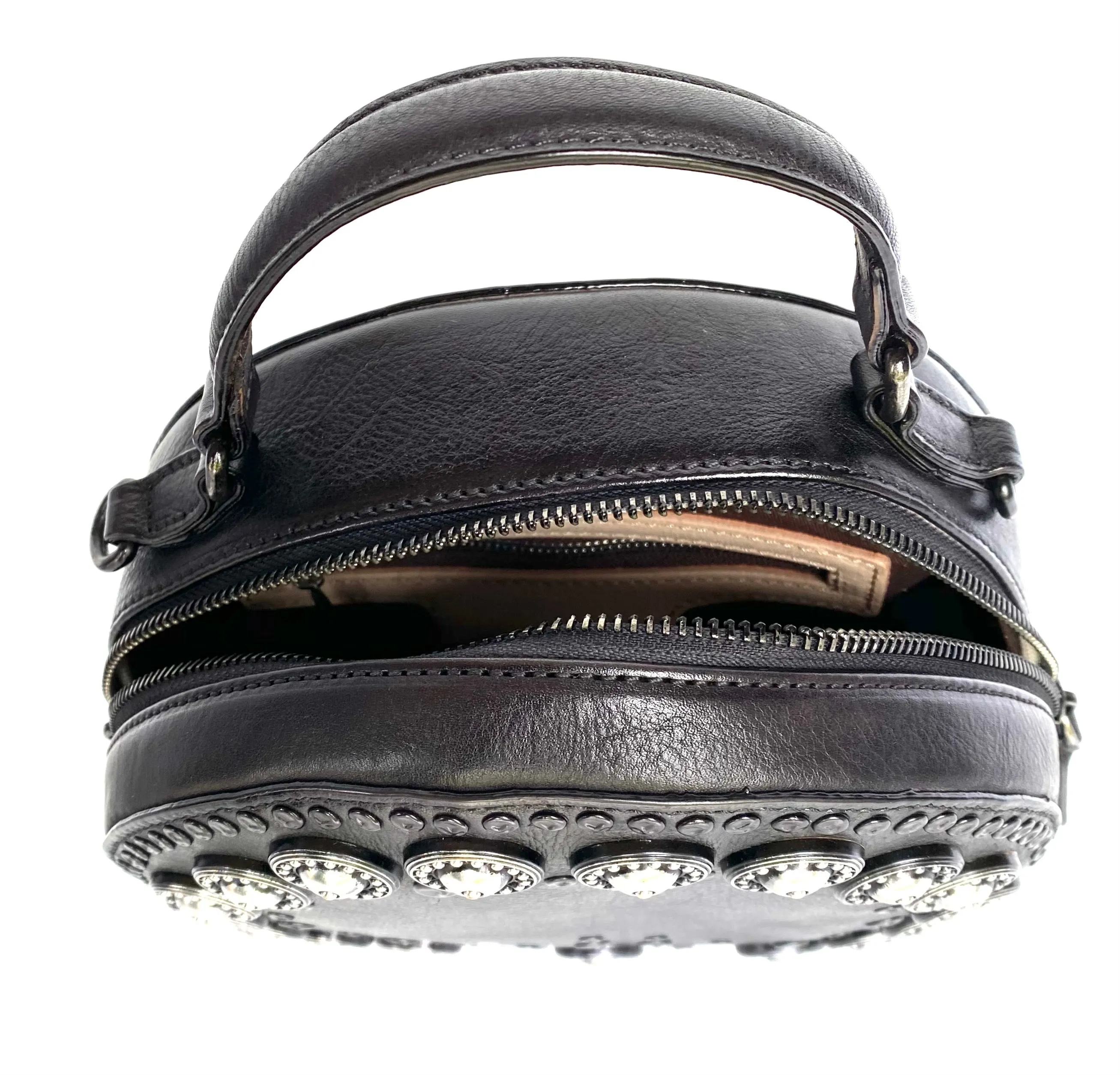 Alanis Black Round Beaded Bag