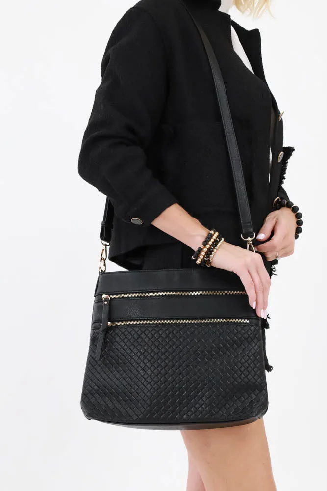Alecia Woven Crossbody Bag - Rose