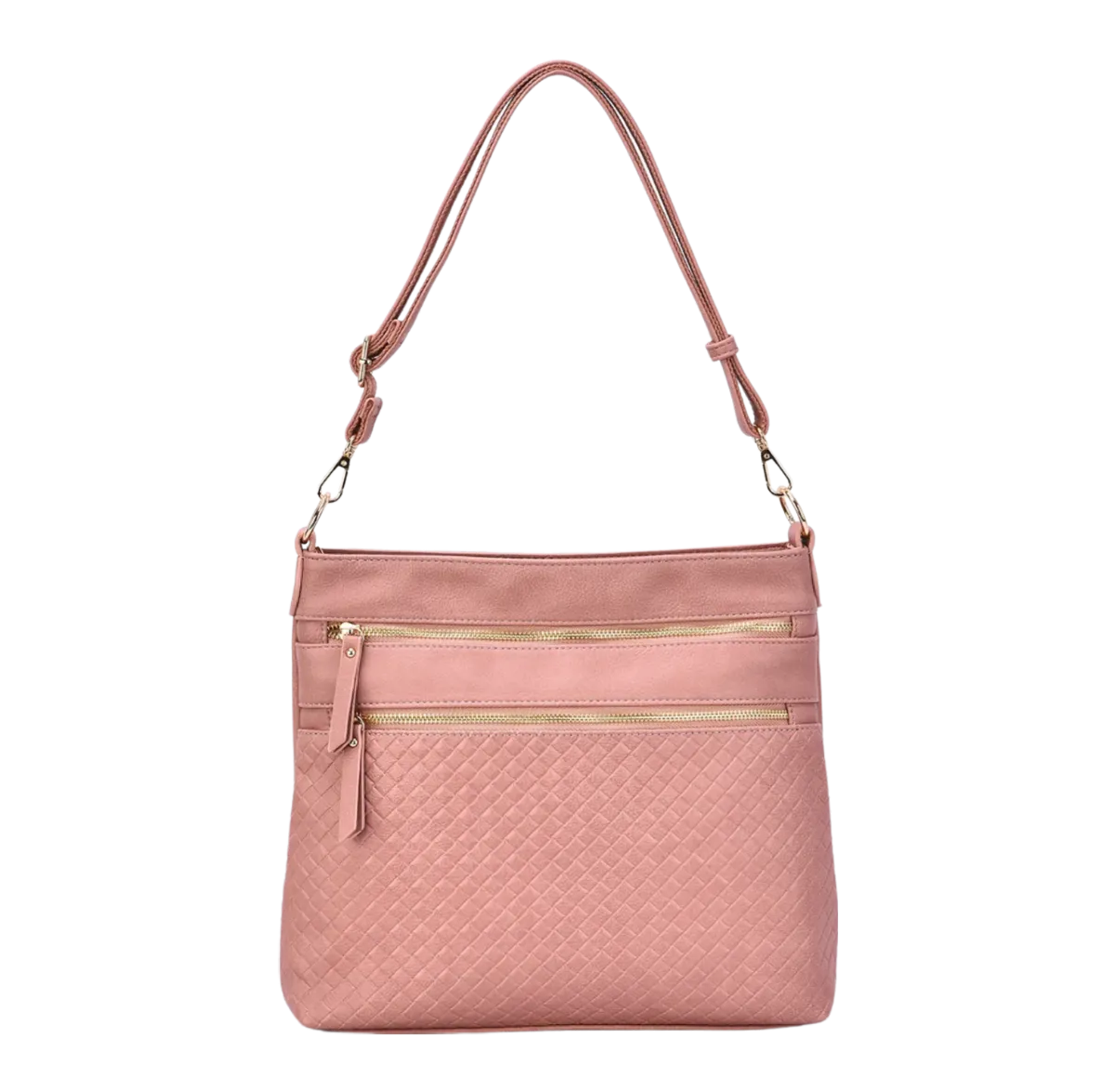 Alecia Woven Crossbody Bag - Rose