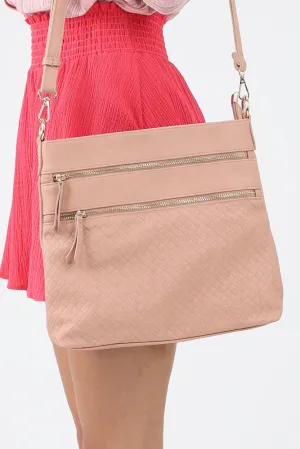 Alecia Woven Crossbody Bag - Rose