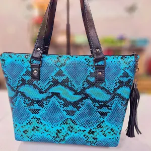 All the Blues Snake Tote Handbag