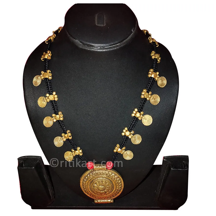 Ancient Tribal Designer Shield Dhokra Necklace