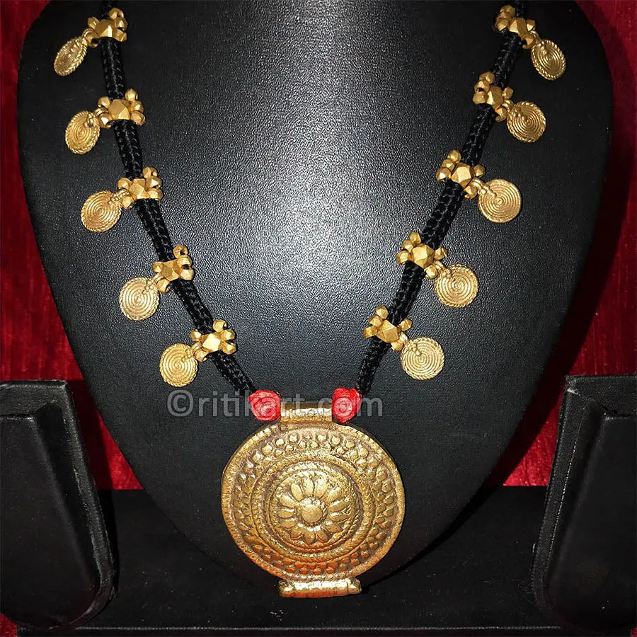 Ancient Tribal Designer Shield Dhokra Necklace