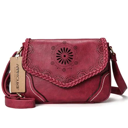 Annmouler Vintage PU Leather Shoulder Bag