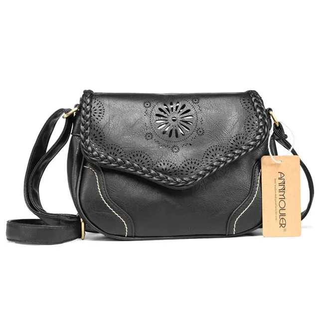Annmouler Vintage PU Leather Shoulder Bag