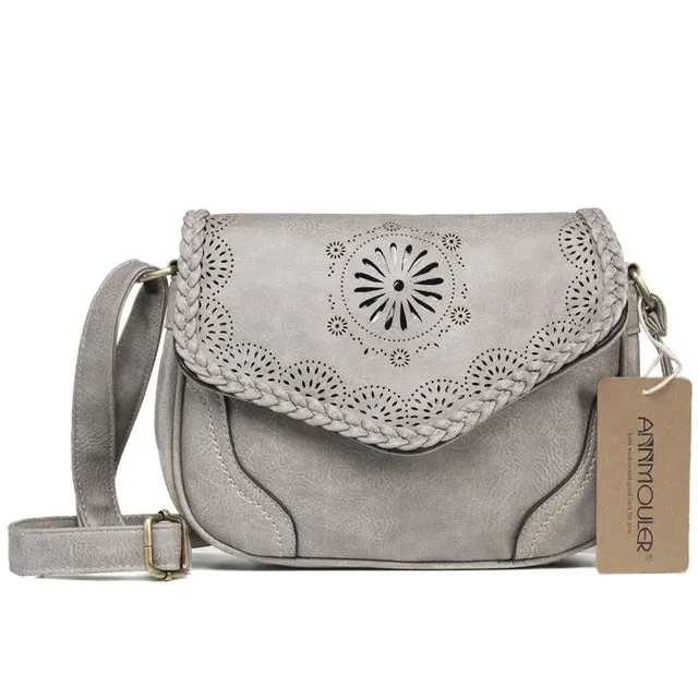 Annmouler Vintage PU Leather Shoulder Bag