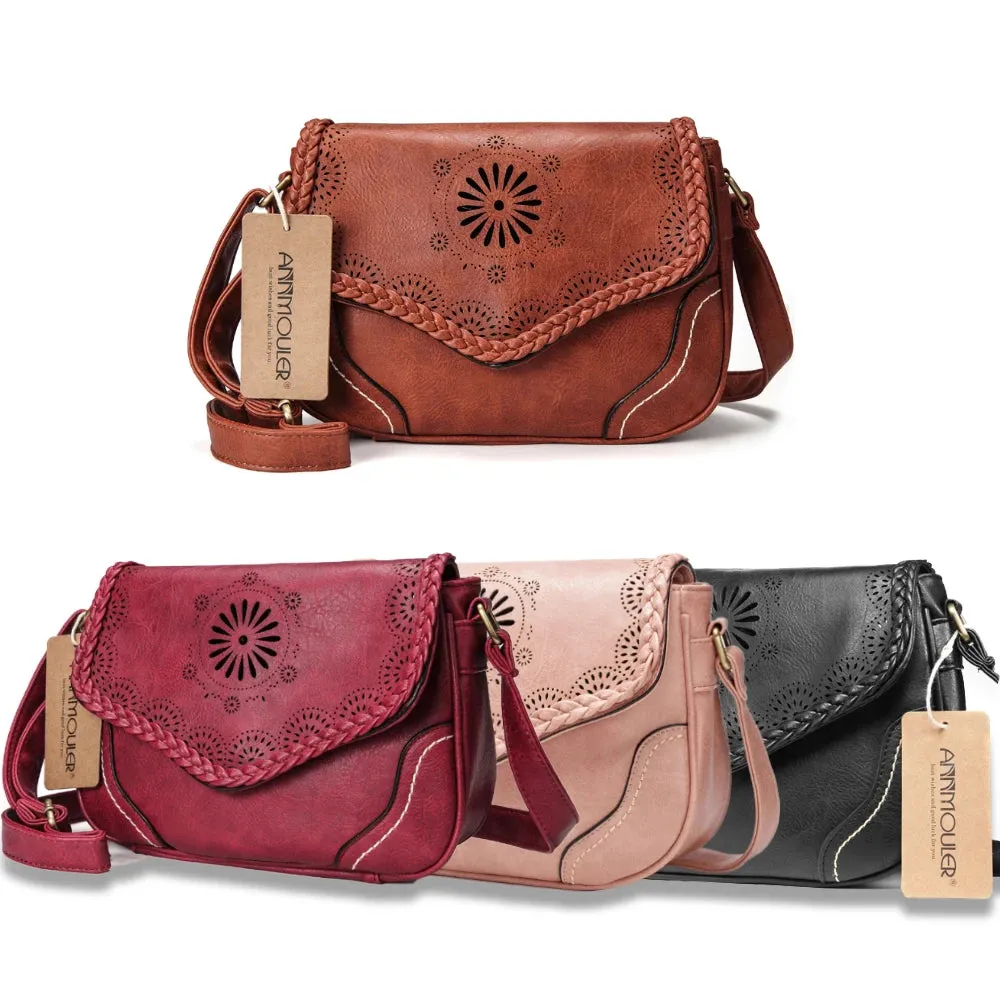 Annmouler Vintage PU Leather Shoulder Bag