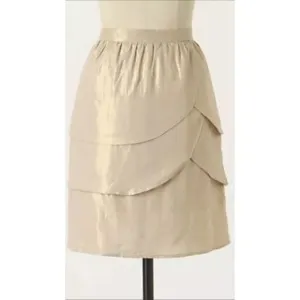 Anthropologie Edme &amp; Esyllte Gilded Lily Gold Tiered Skirt 0P 0 Petite Shimmer